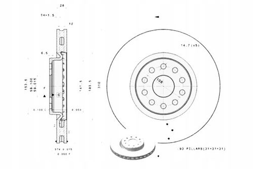 TARCZA HAM PRZOD 310X28 V BREMBO na Arena.pl