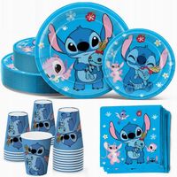 ZESTAW KUBECZKI TALERZYKI SERWETKI STITCH LILO & STITCH URODZINY 20 szt
