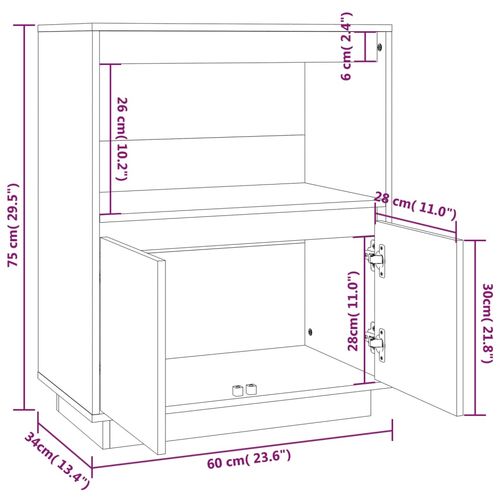 Szafka, 60 x 34 x 75 cm, lite drewno sosnowe na Arena.pl
