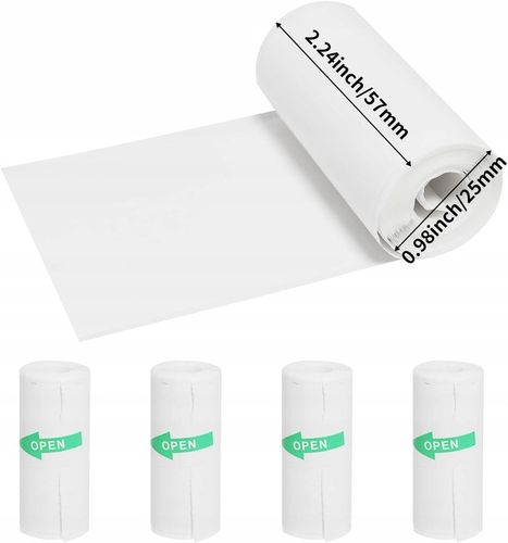 5x ROLEK PAPIER TERMICZNY SAMOPRZYLEPNY DO DRUKUŚ ROLKI WKŁADY 5 ROLEK na Arena.pl