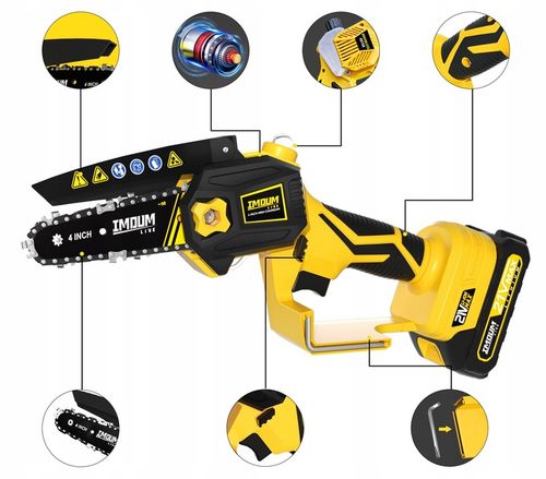 MINI PIŁA ŁAŃCUCHOWA PILARKA GAŁĘZIÓWKA AKUMULATOROWA 4" ZESTAW 2AKU IMOUM na Arena.pl