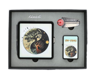 Zestaw Prezentowy Yin Yang Papierośnica + Zapalniczka + Kamienie i Knot