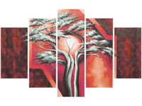70 100CM OBRAZ 5 ELEM SZKARŁATNE DRZEWO DRUK PŁÓTNO