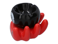 Popielniczka Ceramiczna z Czerwoną Dłonią Trzymającą Bilę do Bilarda nr 8