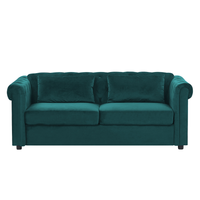 Sofa rozkładana welurowa zielona CHESTERFIELD