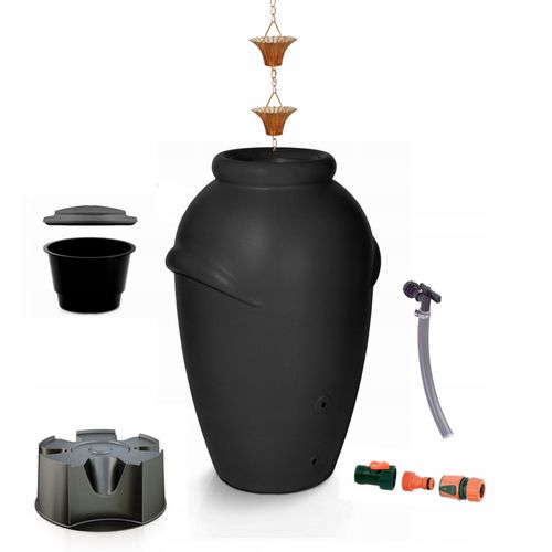 Zbiornik AQUACAN 360 l + łańcuch, podstawa | Antracyt, Pojemność: 360 l, Wymiary 72x80x120 cm, Kolor Antracyt, Waterform, Prosperplast na Arena.pl