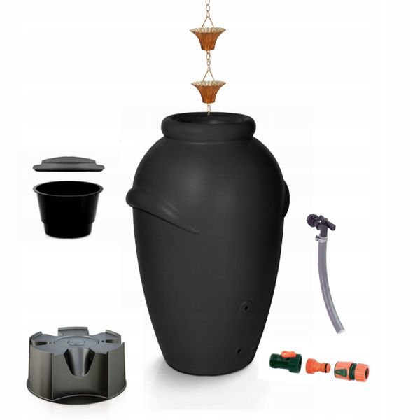 Zbiornik AQUACAN 360 l + łańcuch, podstawa | Antracyt, Pojemność: 360 l, Wymiary 72x80x120 cm, Kolor Antracyt, Waterform, Prosperplast zdjęcie 1