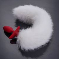 korek analny swinging&vibrating anal plug with fox fur tail white upko