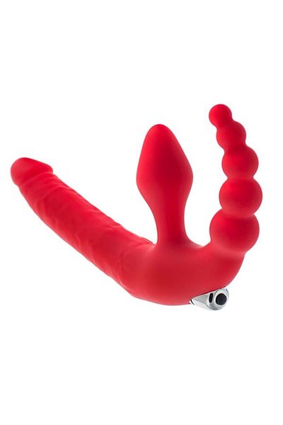 Black & Red, Beltless Strapon With Vibro-Bullet, Moisture-Resistant, zdjęcie 2