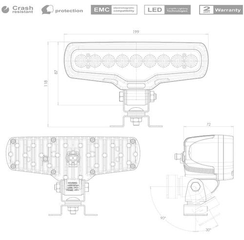 Lampa LED robocza 4100lm 9LED rozproszone 1078 na Arena.pl