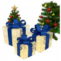 ZESTAW PREZENTY ŚWIĄTECZNE OZDOBNE PODŚWIETLANE PREZENT LED 3 SZTUKI