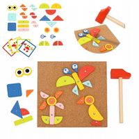 WOOPIE GREEN Drewniana Przybijanka z Młotkiem Układanka 20 wzorów 82 el FSC