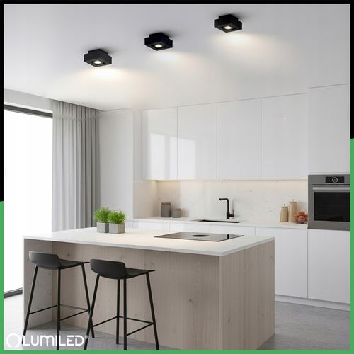 Oprawa Halogenowa Natynkowa Lampa Sufitowa Kwadratowa Ruchoma Czarna na Arena.pl