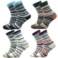 4x Grube Damskie ŚWIĄTECZNE WEŁNIANE skarpety TERMICZNE Angora 35-38 zimowe