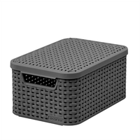 curver rattan style koszyk z pokrywą szary s