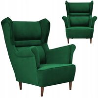 Fotel uszak Zoja skandynawski Family Mebl zielony aksamit welur miękki