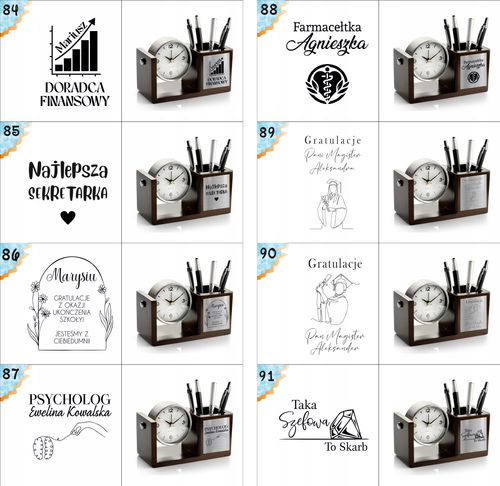 Nowoczesny przybornik z zegarem z Twoim tekstem imieniem DLA KSIĘGOWEJ na Arena.pl