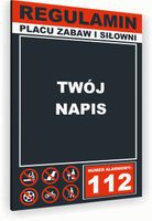 Tabliczka znak informacyjny 40x30 Antracyt REGULAMIN SIŁOWNI Nierdzewna