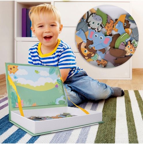 Książka układanka magnetyczna edukacyjna Safari Zwierzęta ZOO dla Dzieci na Arena.pl