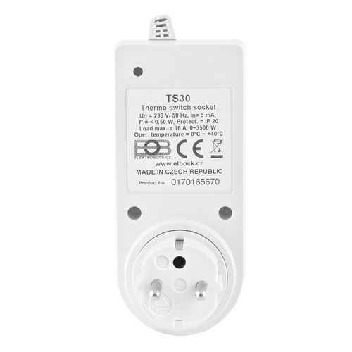 TERMOSTAT GNIAZDKOWY ELEKTROBOCK TS30 Z PROGRAMATOREM PODŚWIETLANY na Arena.pl