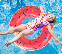 Koło Dmuchane Donut Różowy 90Cm Duży Materac Do Pływania Wody Na Basen Dla