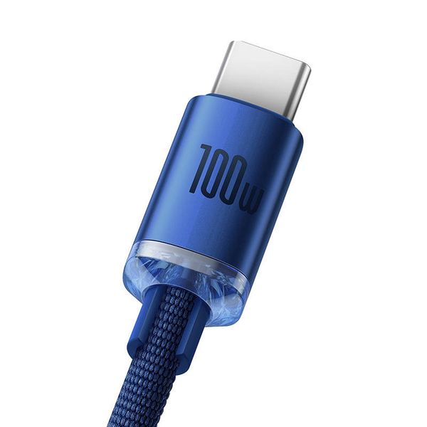 kabel usb do usb-c baseus crystal shine, 100w, 2m (niebieski) zdjęcie 4
