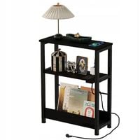 Szafka nocna stolik nocny do sypialni loft czarna z listwą zasilającą 45 cm