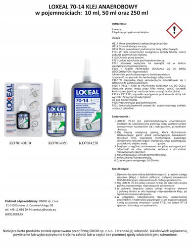 KLEJ DO GWINTÓW NAKRĘTEK ŚRUB LOXEAL 70-14 O DUŻEJ ŚREDNICY M5 50 ml na Arena.pl