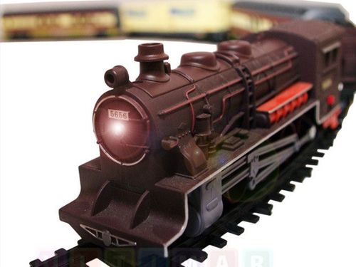 WIELKA KOLEJKA POCIĄG TORY 10 metrów LOKOMOTYWA LED 7 wagonów DRZEWKA PERON na Arena.pl