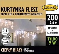 girlanda Kurtyna Bulinex 200 LED flesz - 9,6m - lampki biały ciepły i zimny
