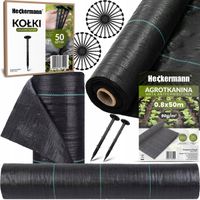 AGROTKANINA AGROWŁÓKNINA MATA ANTYCHWASTOWA UV 3% 90g 0,8x50m + 50x KOŁKI