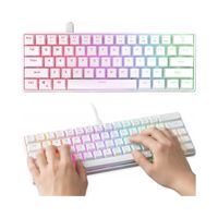 KLAWIATURA MECHANICZNA PRZEWODOWA DLA GRACZA BIAŁA MAŁA LED RGB USB-C 61KL.