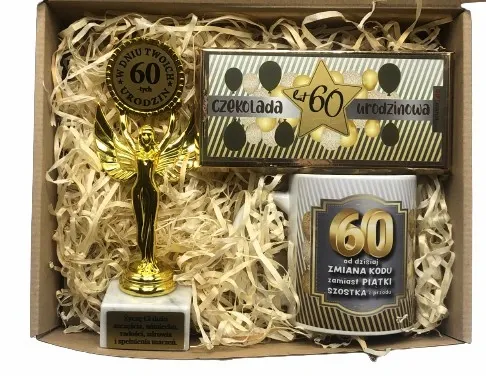 Prezent Na Urodziny 18-99 Zestaw Kosz Prezentowy Statuetka Kubek Czekolada zdjęcie 8