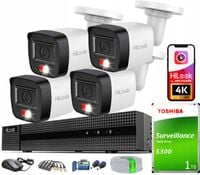 Zestaw do Monitoringu 8MPx HiLook Hikvision 4 kamery Zewnętrzne na skrętkę