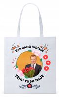 Donald Tusk Platforma Torba Eco Biała Shopper Z Nadrukiem Ze Zdjęciem
