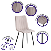 IRIS KRZESŁO TAPICEROWANE CIEMNY BEŻ WELUR