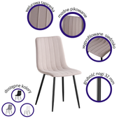 IRIS KRZESŁO TAPICEROWANE CIEMNY BEŻ WELUR