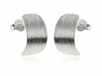 SATYNOWANE PODŁUŻNE SREBRNE KOLCZYKI WYPUKŁE WYGIĘTE BLASZKI SREBRO 925