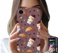 ETUI DO IPHONE XR - CASE Z KAWĄ ROGALIKAMI I ZIARNAMI W TLE