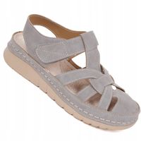 Sandały Damskie Buty Letnie Zakryte Palce Lekkie Wygodne wkł. Skóra 36