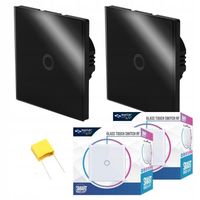 2x Włącznik schodowy RF czarny lub biały z pilotem przewodowym Kolor - Czarny