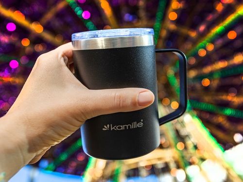 KUBEK TERMICZNY stalowy TERMOS do kawy herbaty z uchwytem KAMILLE 360ml na Arena.pl