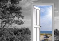 FOTOTAPETA drzwi na ścianę widok na niebo drzewo