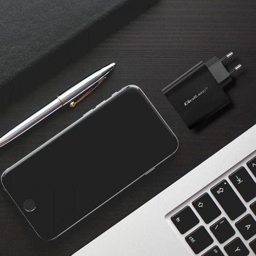 SZYBKA ŁADOWARKA QOLTEC 65W USB C USB A CZARNA DO LAPTOPA SMARTFONA na Arena.pl
