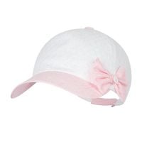 BROEL HERMINIA czapka na lato dla dziewczynki z kokardą len róż 48-50