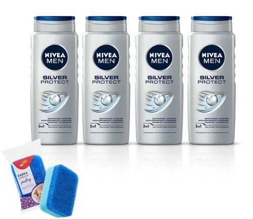 NIVEA MEN SILVER PROSTECT Żel pod prysznic do mycia męski zestaw 4 x 500ml na Arena.pl