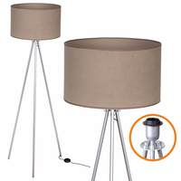 Lampa Trójnog Trigni SREBRNA Styl Skandynawski abażur Beżowy SOFT