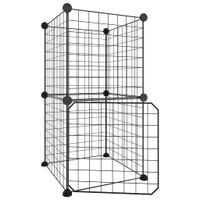 Klatka dla zwierząt z bramką, 8 paneli, czarna, 35x35 cm, stal