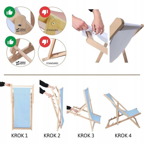 Leżak Drewniany z Podnóżkiem na Balkon Taras Ogród Plażę Nadruk Wzory Mix na Arena.pl