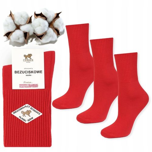Skarpetki Damskie Bawełniane Bezuciskowe Polskie Cerber 36/38 Czerwony na Arena.pl